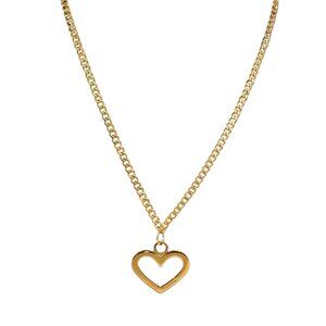Louis Vuitton Repurposed Heart Pendant Necklace in Cuban Link